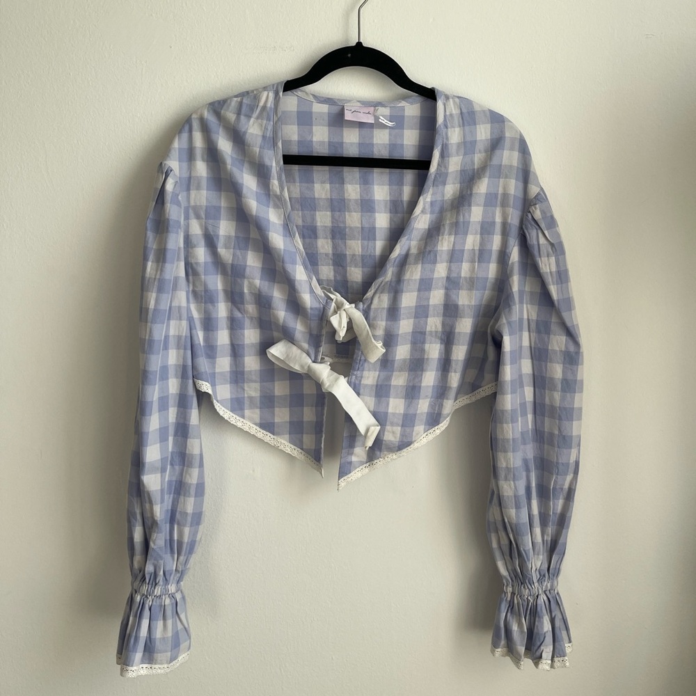 Our From Under Gingham Bow Top
